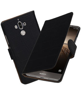 Hoesje voor Huawei Mate 9 Krokodil booktype Zwart