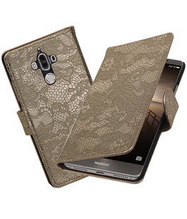 Hoesje voor Huawei Mate 9 Lace booktype Goud