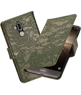 Hoesje voor Huawei Mate 9 Lace booktype Donker Groen