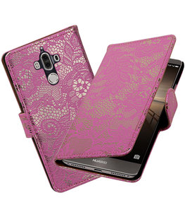Hoesje voor Huawei Mate 9 Lace booktype Roze