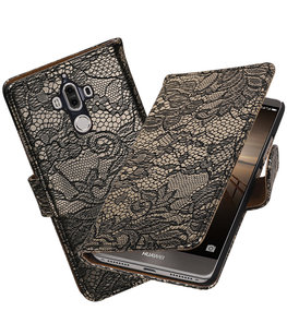 Hoesje voor Huawei Mate 9 Lace booktype Zwart