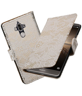 Hoesje voor Huawei Mate 9 Lace booktype Wit