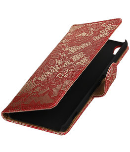 Hoesje voor Sony Xperia XA Lace booktype Rood
