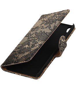 Hoesje voor Sony Xperia XA Lace booktype Zwart