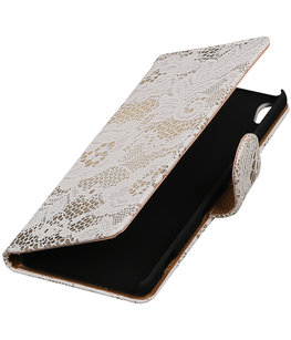 Hoesje voor Sony Xperia XA Lace booktype Wit