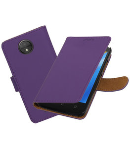 Hoesje voor Motorola Moto C Effen booktype Paars