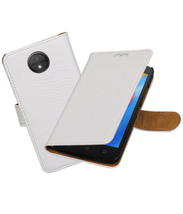 Hoesje voor Motorola Moto C Krokodil booktype Wit