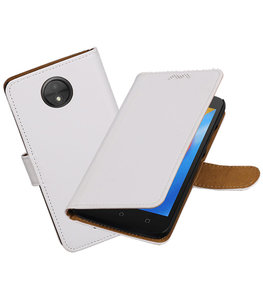 Hoesje voor Motorola Moto C Effen booktype Wit