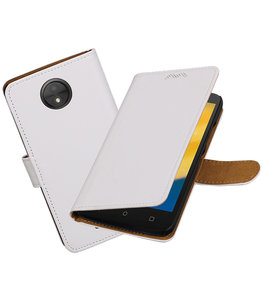 Hoesje voor Motorola Moto C Plus Effen booktype Wit