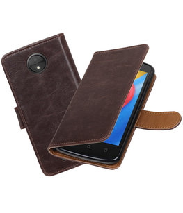 Hoesje voor Motorola Moto C Pull-Up booktype Mocca