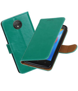 Hoesje voor Motorola Moto C Pull-Up booktype Groen