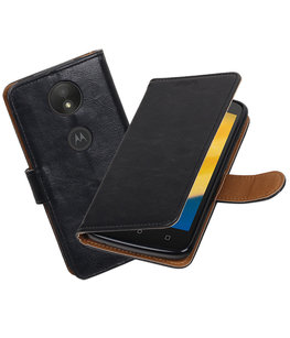 Hoesje voor Motorola Moto C Plus Pull-Up booktype Zwart
