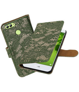 Hoesje voor Huawei nova 2 Lace booktype Donker Groen