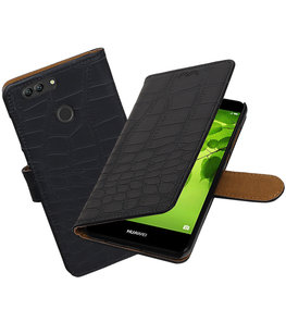 Hoesje voor Huawei nova 2 Plus Krokodil booktype Zwart
