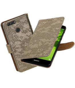 Hoesje voor Huawei nova 2 Plus Lace booktype Goud