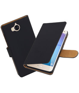 Hoesje voor Huawei Y5 2017 / Y6 2017 Effen booktype Zwart Hoesje voor Huawei Y5 2017 / Y6 2017 Effen booktype Zwart