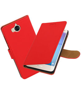 Hoesje voor Huawei Y5 2017 / Y6 2017 Effen booktype Rood Hoesje voor Huawei Y5 2017 / Y6 2017 Effen booktype Rood