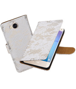 Hoesje voor Huawei Y5 2017 / Y6 2017 Lace booktype Wit Hoesje voor Huawei Y5 2017 / Y6 2017 Lace booktype Wit