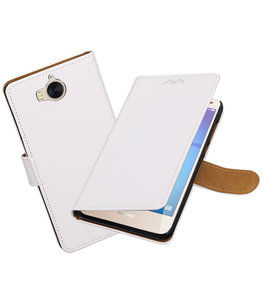 Hoesje voor Huawei Y5 2017 / Y6 2017 Effen booktype Wit Hoesje voor Huawei Y5 2017 / Y6 2017 Effen booktype Wit