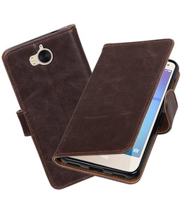 Hoesje voor Huawei Y5 2017 / Y6 2017 Pull-Up booktype Mocca Hoesje voor Huawei Y5 2017 / Y6 2017 Pull-Up booktype Mocca