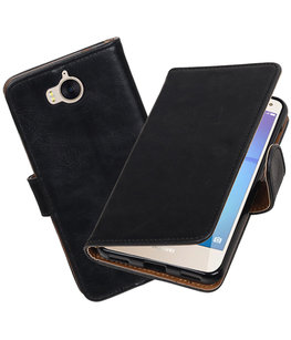 Hoesje voor Huawei Y5 2017 / Y6 2017 Pull-Up booktype Zwart Hoesje voor Huawei Y5 2017 / Y6 2017 Pull-Up booktype Zwart
