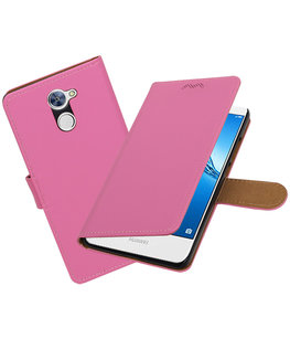 Hoesje voor Huawei Y7 / Y7 Prime Effen booktype Roze Hoesje voor Huawei Y7 / Y7 Prime Effen booktype Roze