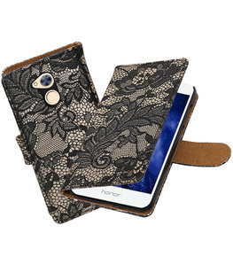Hoesje voor Huawei Honor 6A Lace booktype Zwart