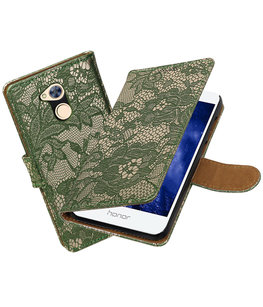 Hoesje voor Huawei Honor 6A Lace booktype Donker Groen