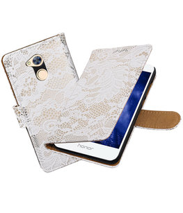 Hoesje voor Huawei Honor 6A Lace booktype Wit