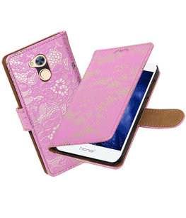 Hoesje voor Huawei Honor 6A Lace booktype Roze