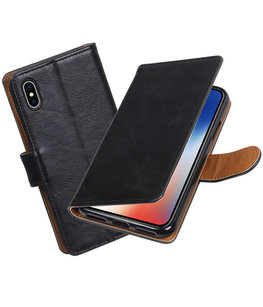 Hoesje voor Apple iPhone X Pull-Up booktype Zwart Hoesje voor Apple iPhone X Pull-Up booktype Zwart