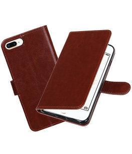 Bruin Portemonnee booktype Hoesje voor Apple iPhone 7 Plus / 8 Plus