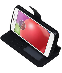 Zwart Hoesje voor Motorola Moto E4 Plus TPU wallet case booktype HM Book