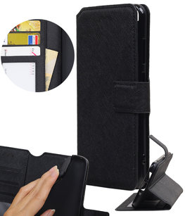 Zwart Hoesje voor Huawei P8 Lite 2017/ P9 Lite 2017 TPU wallet case booktype HM Book Zwart Hoesje voor Huawei P8 Lite 2017/ P9 Lite 2017 TPU wallet case booktype HM Book