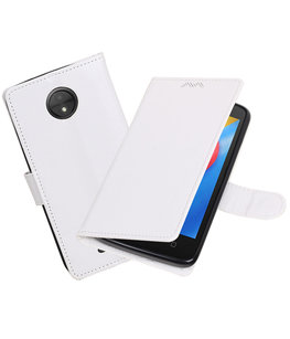 Wit Portemonnee booktype Hoesje voor Motorola Moto C