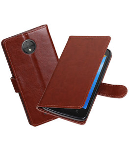 Bruin Portemonnee booktype Hoesje voor Motorola Moto C