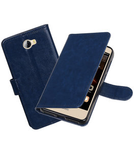 Donker Blauw Portemonnee booktype Hoesje voor Huawei Y5 II / Y6 II Compact