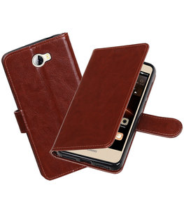 Bruin Portemonnee booktype Hoesje voor Huawei Y5 II / Y6 II Compact