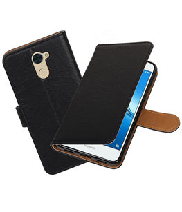 Hoesje voor Huawei Y7 / Y7 Prime Echt Leer Leder booktype Zwart Hoesje voor Huawei Y7 / Y7 Prime Echt Leer Leder booktype Zwart