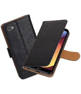 Hoesje voor LG Q8 Echt Leer Leder booktype Zwart Hoesje voor LG Q8 Echt Leer Leder booktype Zwart