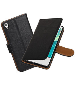 Hoesje voor Sony Xperia XA Echt Leer Leder booktype Zwart