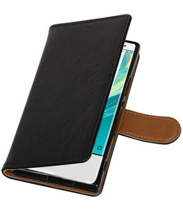 Hoesje voor Sony Xperia XZ1 Echt Leer Leder booktype Zwart
