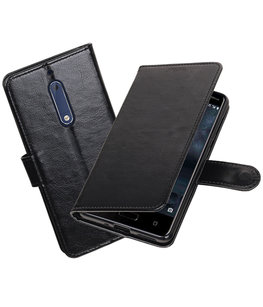 Zwart Portemonnee booktype Hoesje voor Nokia 5 Zwart Portemonnee booktype Hoesje voor Nokia 5