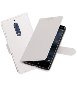 Wit Portemonnee booktype Hoesje voor Nokia 5 Wit Portemonnee booktype Hoesje voor Nokia 5