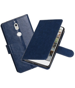 Donker Blauw Portemonnee booktype Hoesje voor Nokia 7