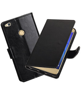 Zwart Portemonnee booktype Hoesje voor Huawei P8 Lite 2017/ P9 Lite 2017 Zwart Portemonnee booktype Hoesje voor Huawei P8 Lite 2017/ P9 Lite 2017
