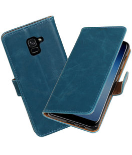 Hoesje voor Samsung Galaxy A8 Plus 2018 - A730F Pull-Up booktype blauw Hoesje voor Samsung Galaxy A8 Plus 2018 - A730F Pull-Up booktype blauw