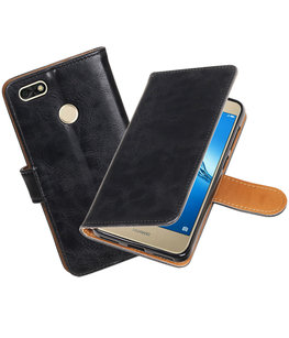 Hoesje voor Huawei P9 Lite mini / Y6 Pro 2017 Pull-Up booktype zwart Hoesje voor Huawei P9 Lite mini / Y6 Pro 2017 Pull-Up booktype zwart