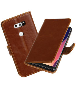 Hoesje voor LG V30 Pull-Up booktype bruin Hoesje voor LG V30 Pull-Up booktype bruin