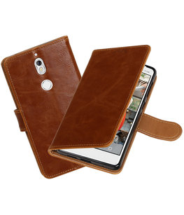 Hoesje voor Nokia 7 Pull-Up booktype bruin